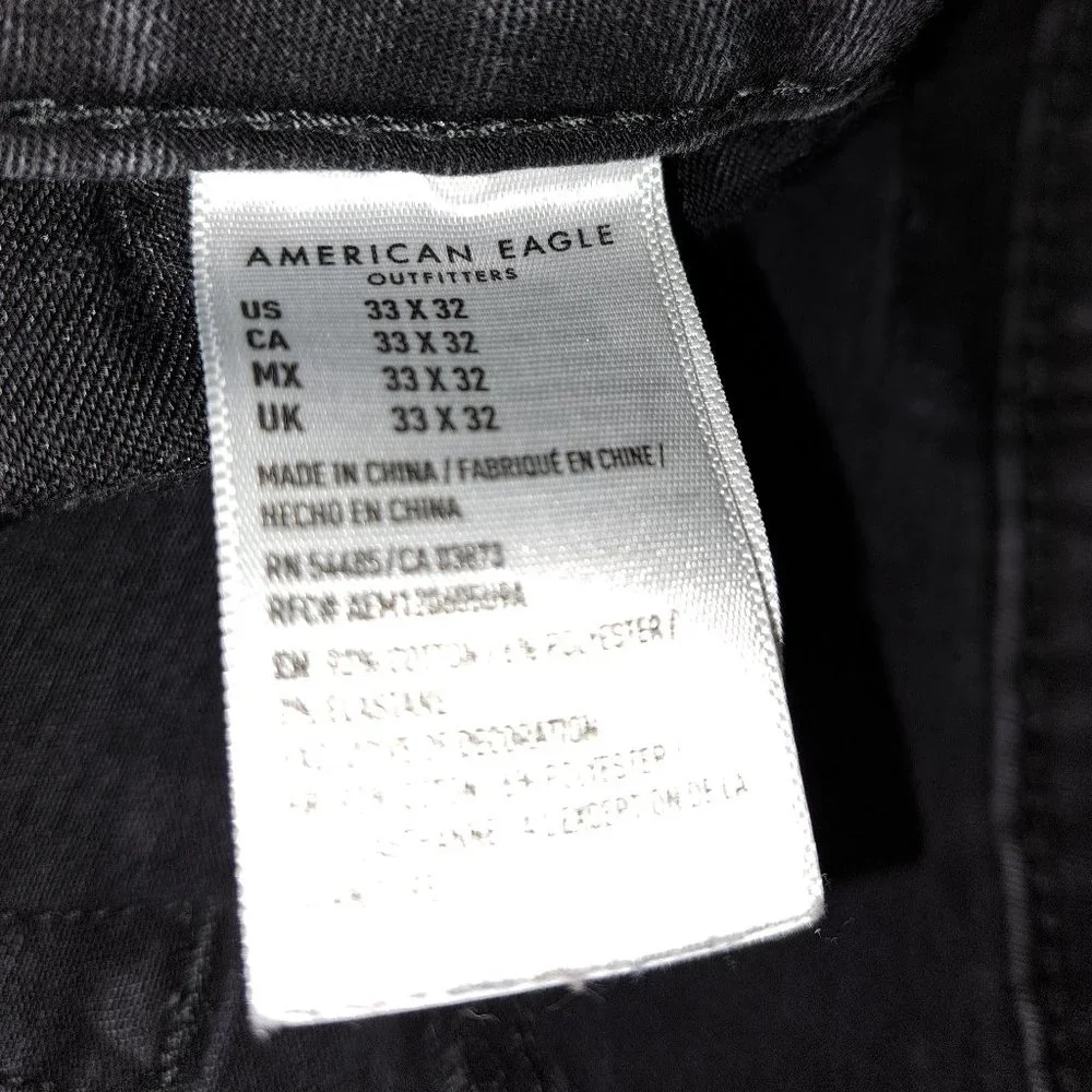 American Eagle Distressed Men's Black Next Level Flex Jeans size 33x32 - Picture 6 of 7
